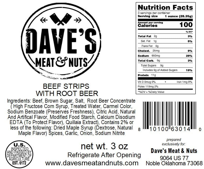 Rootbeer - Smoked Steak Strips - 3 oz