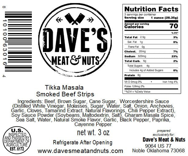 Tikka Masala - Smoked Steak Strips - 3oz