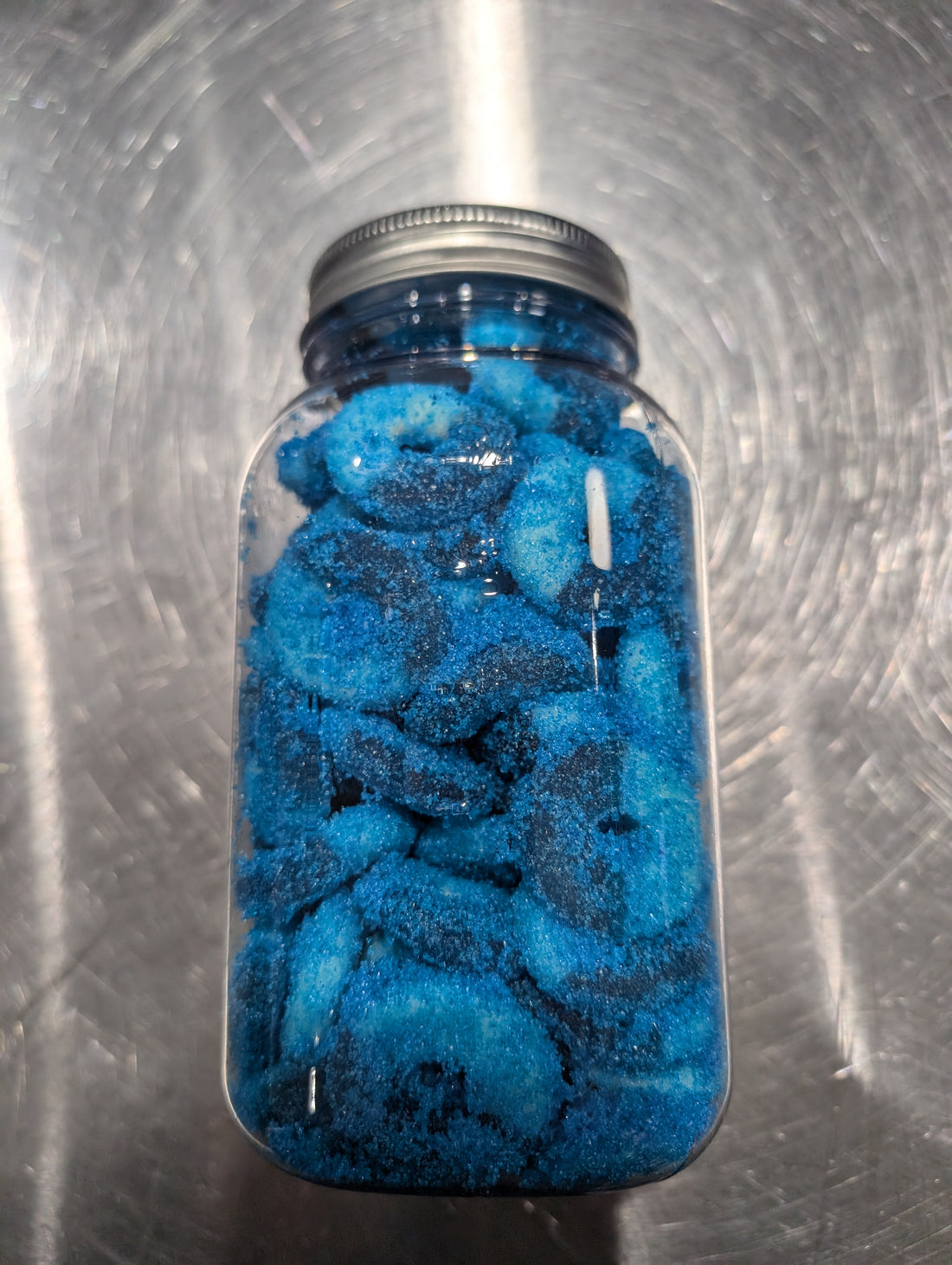 Blue Raspberry Coated Blue Raz Rings 28oz (1.75 Pounds)